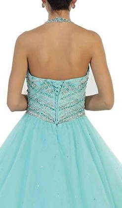 Formal Gowns May Queen - LK79 Jewel-Encrusted Halter Neck Ball Gown 12 Formal Gowns May Queen - LK79 Jewel-Encrusted Halter Neck Ball Gown