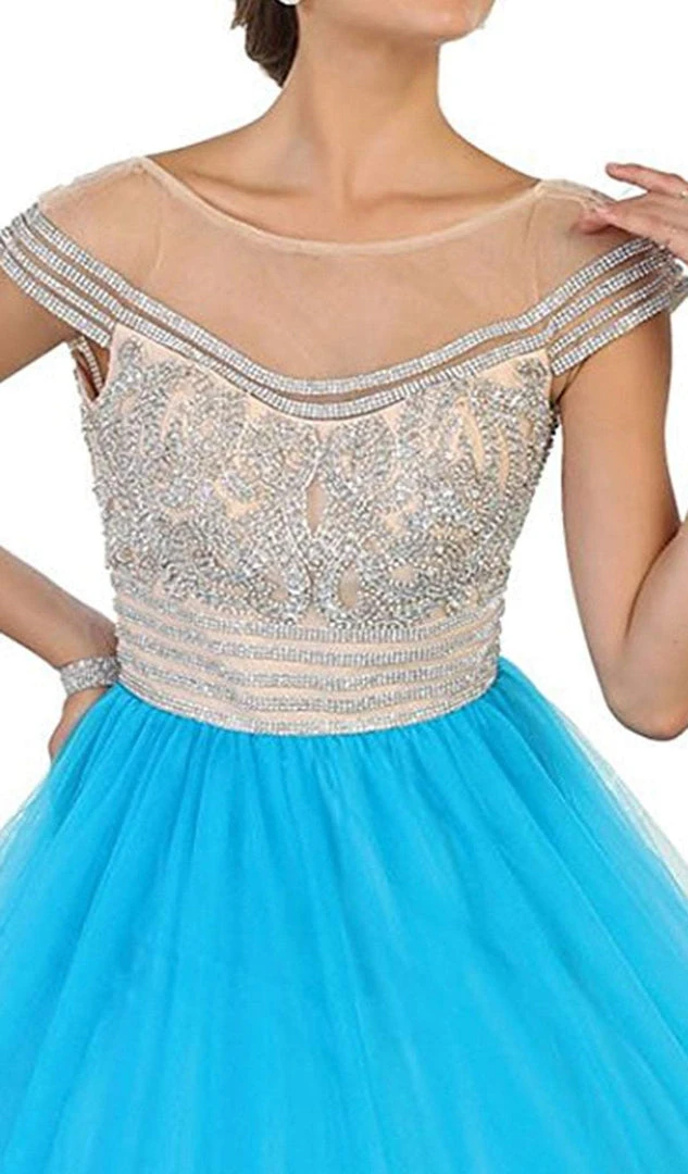 May Queen - LK87 Cap Sleeve Crystal Embellished Quinceanera Ballgown 4 May Queen - LK87 Cap Sleeve Crystal Embellished Quinceanera Ballgown