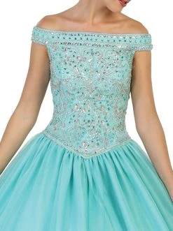 May Queen - LK91 Embellished Off-Shoulder Quinceañera Ballgown Formal Gowns