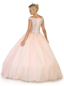 May Queen - LK91 Embellished Off-Shoulder Quinceañera Ballgown Formal Gowns