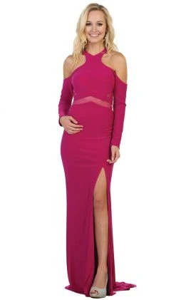 Formal Gowns May Queen - Long Sleeve Halter Sheath Prom Dress 15 Formal Gowns May Queen - Long Sleeve Halter Sheath Prom Dress