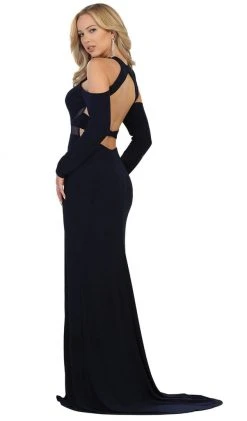 Formal Gowns May Queen - Long Sleeve Halter Sheath Prom Dress 18 Formal Gowns May Queen - Long Sleeve Halter Sheath Prom Dress