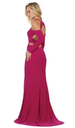 Formal Gowns May Queen - Long Sleeve Halter Sheath Prom Dress 16 Formal Gowns May Queen - Long Sleeve Halter Sheath Prom Dress