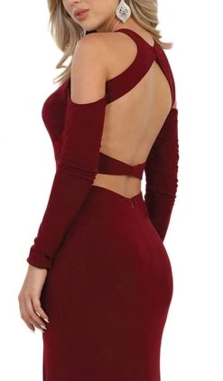 Formal Gowns May Queen - Long Sleeve Halter Sheath Prom Dress 14 Formal Gowns May Queen - Long Sleeve Halter Sheath Prom Dress