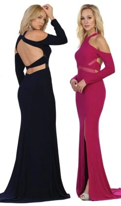 Formal Gowns May Queen - Long Sleeve Halter Sheath Prom Dress 19 Formal Gowns May Queen - Long Sleeve Halter Sheath Prom Dress