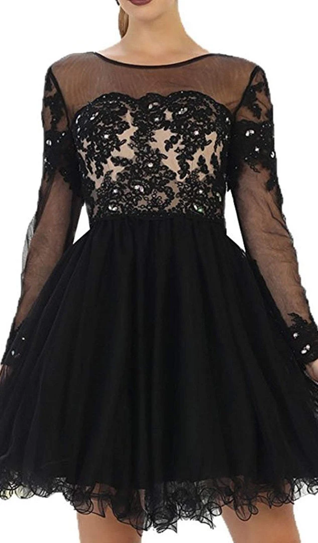 Cocktail Dresses May Queen - Long Sleeved Lace Party Dress 5 Cocktail Dresses May Queen - Long Sleeved Lace Party Dress