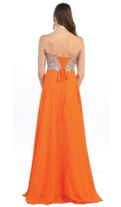 May Queen - Metallic Ornate Lace Up A-Line Evening Gown 12 May Queen - Metallic Ornate Lace Up A-Line Evening Gown