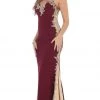May Queen - MQ-1297 Gilt Lace Ornate Trumpet High Slit Prom Gown 2 May Queen - MQ-1297 Gilt Lace Ornate Trumpet High Slit Prom Gown