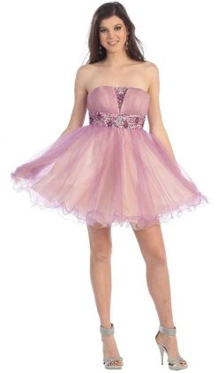 May Queen - MQ 698 Bejeweled Modified Straight A-line Cocktail Dress Cocktail Dresses