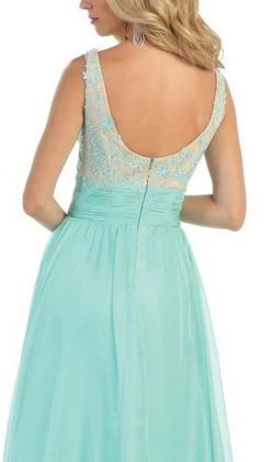May Queen - MQ1199 Dazzling Sleeveless Beaded And Laced Scoop Neck A-Line Evening Dress