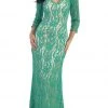 May Queen - MQ1254 Overlaid Lace V-Neck Sheath Evening Gown 1 May Queen - MQ1254 Overlaid Lace V-Neck Sheath Evening Gown