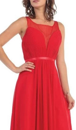 May Queen - MQ1259 Statuesque Sleeveless Illusion A-Line Long Prom Dress Formal Gowns