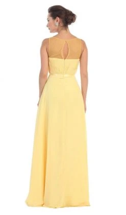 May Queen - MQ1259 Statuesque Sleeveless Illusion A-Line Long Prom Dress Formal Gowns