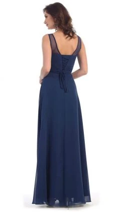May Queen - MQ1266B Laced-Up Illusion Neck A-Line Prom Dress Formal Gowns 13 May Queen - MQ1266B Laced-Up Illusion Neck A-Line Prom Dress Formal Gowns