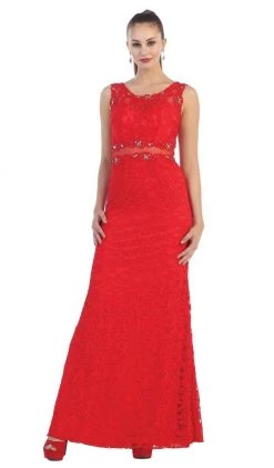 Formal Gowns May Queen - MQ1295 Stunning Beaded And Laced Illusion Sleeveless Long Formal Dress