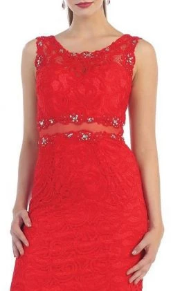 Formal Gowns May Queen - MQ1295 Stunning Beaded And Laced Illusion Sleeveless Long Formal Dress