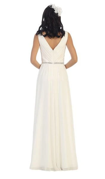 May Queen - MQ1400 Jeweled V-Neck Chiffon A-Line Evening Dress - 1 Pc Emerald Gr In Size 8 Available Formal Gowns 4 May Queen - MQ1400 Jeweled V-Neck Chiffon A-Line Evening Dress - 1 Pc Emerald Gr In Size 8 Available Formal Gowns