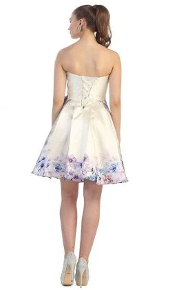 Cocktail Dresses May Queen - MQ1408 Strapless Pleated Floral Cocktail Dress 13 Cocktail Dresses May Queen - MQ1408 Strapless Pleated Floral Cocktail Dress