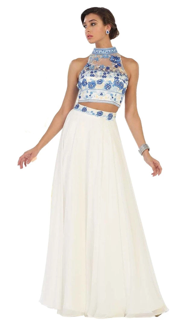 Formal Gowns May Queen - MQ1421 Multi-Floral Embroidered Bodice Two Piece Long Evening Dress 7 Formal Gowns May Queen - MQ1421 Multi-Floral Embroidered Bodice Two Piece Long Evening Dress