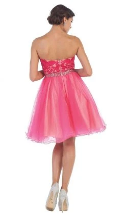 Cocktail Dresses May Queen - MQ1425 Flirty Laced Embellished Sweetheart A-Line Cocktail Dress
