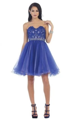 Cocktail Dresses May Queen - MQ1425 Flirty Laced Embellished Sweetheart A-Line Cocktail Dress 12 Cocktail Dresses May Queen - MQ1425 Flirty Laced Embellished Sweetheart A-Line Cocktail Dress