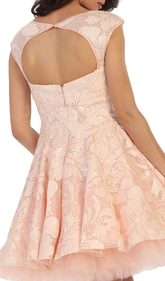 Cocktail Dresses May Queen - MQ1464 Cap Sleeve Floral Tulle Cocktail Dress 6 Cocktail Dresses May Queen - MQ1464 Cap Sleeve Floral Tulle Cocktail Dress