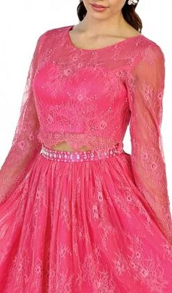 May Queen - MQ1490 Sheer Long Sleeve A-line Cocktail Dress Cocktail Dresses