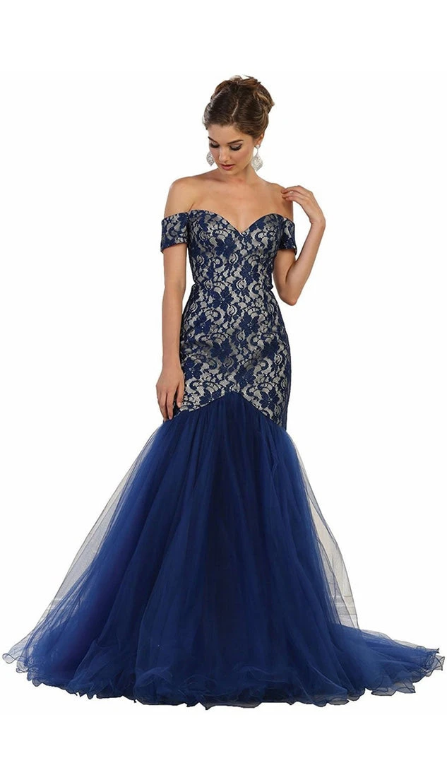 May Queen - MQ1495 V-neck/Off-Shoulder Mermaid Evening Dress Formal Gowns 7 May Queen - MQ1495 V-neck/Off-Shoulder Mermaid Evening Dress Formal Gowns