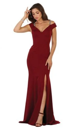 May Queen - MQ1528 Off-Shoulder Mermaid Evening Gown Formal Gowns