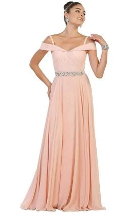 May Queen - MQ1540 Cold Shoulder Lace Prom Dress Formal Gowns