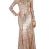 May Queen - MQ1552 Embellished Long Sleeve Trumpet Dress Formal Gowns
