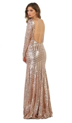 May Queen - MQ1552 Embellished Long Sleeve Trumpet Dress Formal Gowns 10 May Queen - MQ1552 Embellished Long Sleeve Trumpet Dress Formal Gowns