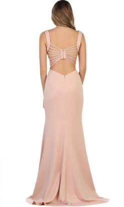 May Queen - MQ1560 Sleeveless Strappy Back Satin Evening Gown Formal Gowns