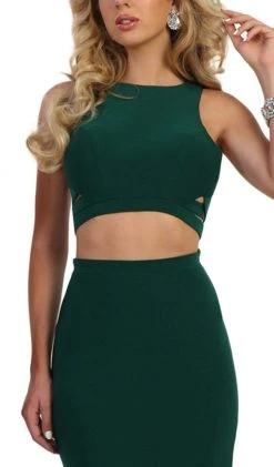 May Queen - MQ1570 Two Piece Halter Neck Trumpet Dress