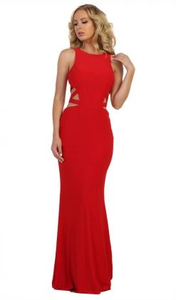 Formal Gowns May Queen - MQ1571 Sleeveless Banded Contoured Cutout Gown