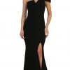 May Queen - MQ1572 Fitted One Shoulder Strap Evening Dress With Slit