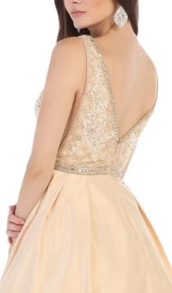 May Queen - MQ1581 Beaded Embroidered Plunging Ballgown Formal Gowns