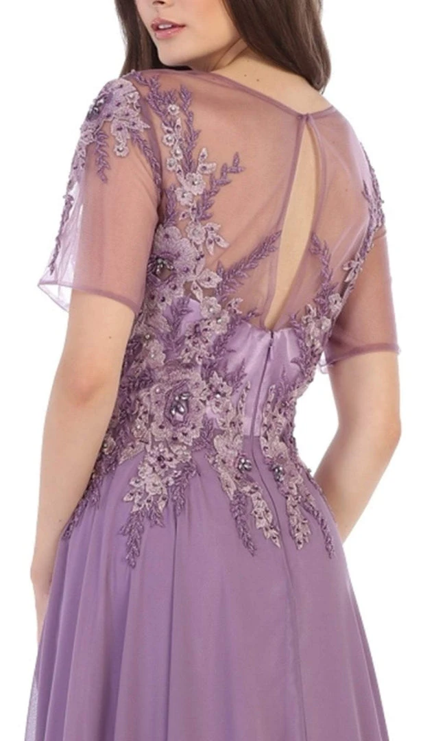 May Queen - MQ1589 Embroidered Sheer A-Line Evening Dress Formal Gowns 6 May Queen - MQ1589 Embroidered Sheer A-Line Evening Dress Formal Gowns