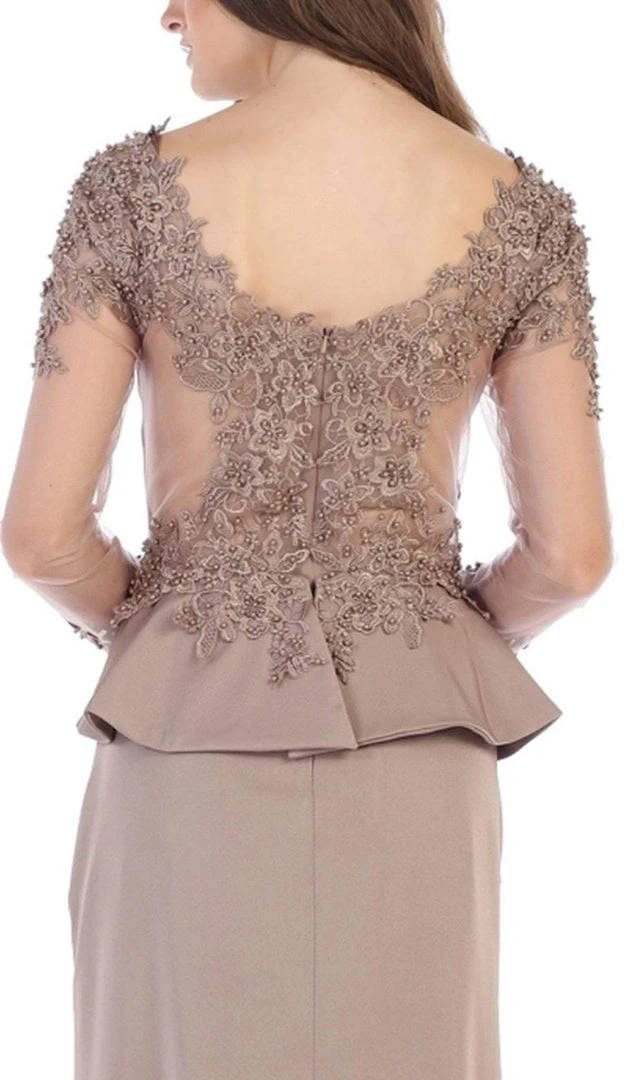 Formal Gowns May Queen - MQ1593 Embroidered Illusion Bateau Long Sleeves Dress 6 Formal Gowns May Queen - MQ1593 Embroidered Illusion Bateau Long Sleeves Dress