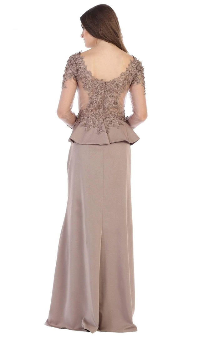 Formal Gowns May Queen - MQ1593 Embroidered Illusion Bateau Long Sleeves Dress 4 Formal Gowns May Queen - MQ1593 Embroidered Illusion Bateau Long Sleeves Dress