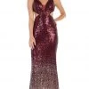 Formal Gowns May Queen - MQ1628 Two Tone Sequined Deep V-neck Sheath Dress 1 Formal Gowns May Queen - MQ1628 Two Tone Sequined Deep V-neck Sheath Dress