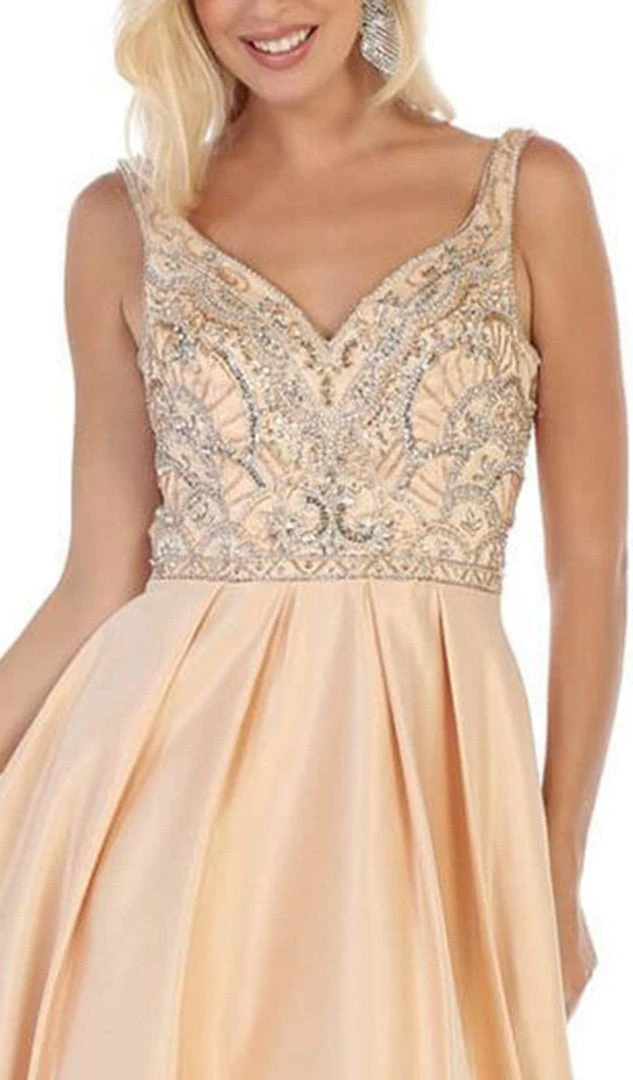 May Queen - MQ1632 Beaded V-Neck Pleated Ballgown 5 May Queen - MQ1632 Beaded V-Neck Pleated Ballgown