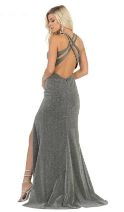 Formal Gowns May Queen - MQ1667 Crisscross Back High Slit Long Gown 11 Formal Gowns May Queen - MQ1667 Crisscross Back High Slit Long Gown
