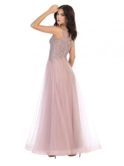 Formal Gowns May Queen - MQ1716 Lace Appliqued Bodice Tulle Dress 13 Formal Gowns May Queen - MQ1716 Lace Appliqued Bodice Tulle Dress