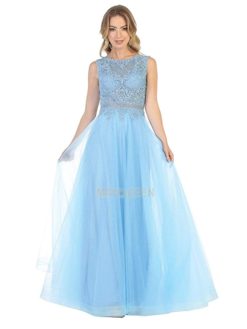 May Queen - MQ1717 Sheer Lattice Rendered Tulle Dress Formal Gowns 7 May Queen - MQ1717 Sheer Lattice Rendered Tulle Dress Formal Gowns