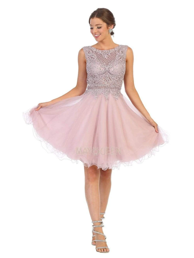 May Queen - MQ1751 Embroidered Bateau A-line Dress Cocktail Dresses 5 May Queen - MQ1751 Embroidered Bateau A-line Dress Cocktail Dresses