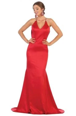 Formal Gowns May Queen - MQ1779 Embellished V-neck Trumpet Dress