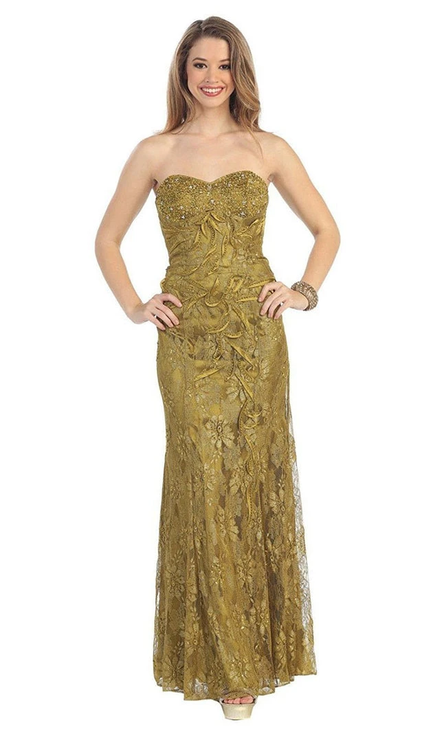 May Queen - MQ540 Strapless Sequined Lace Applique Dress 3 May Queen - MQ540 Strapless Sequined Lace Applique Dress