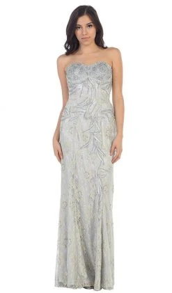 May Queen - MQ540 Strapless Sequined Lace Applique Dress 28 May Queen - MQ540 Strapless Sequined Lace Applique Dress