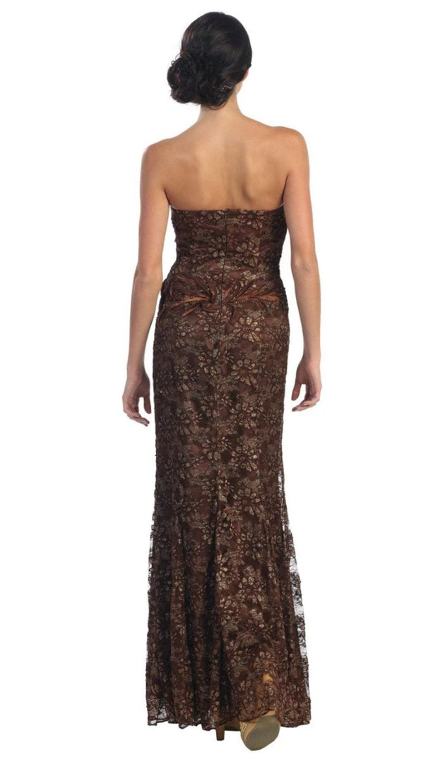 May Queen - MQ540 Strapless Sequined Lace Applique Dress 17 May Queen - MQ540 Strapless Sequined Lace Applique Dress